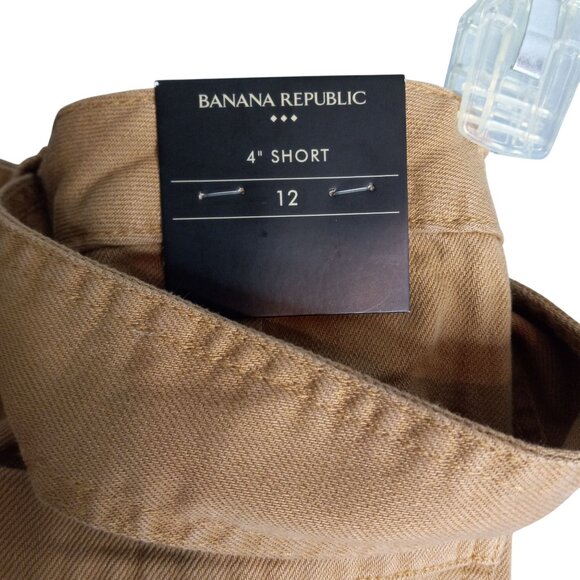 Banana Republic Size 12 Shorts Womens Surplus Tie Ice Latte Brown Cotton NEW - Picture 6 of 8